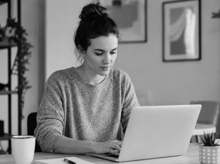 A person working with Claude on a laptop