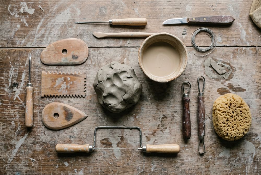 The tools every student gets, laid out on a workbench